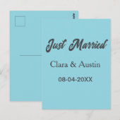 Just Married add couple name date year wedding sim Briefkaart (Voorkant / Achterkant)