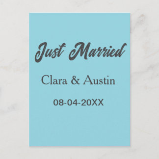 Just Married add couple name date year wedding sim Briefkaart