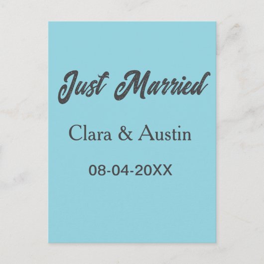 Just Married add couple name date year wedding sim Briefkaart (Voorkant)
