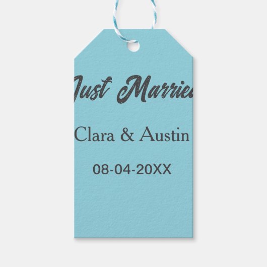 Just Married add couple name date year wedding sim Cadeaulabel (Voorkant)