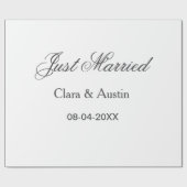 Just Married add couple name date year wedding sim Cadeaupapier (Vlak)