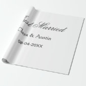 Just Married add couple name date year wedding sim Cadeaupapier (Uitgerold)
