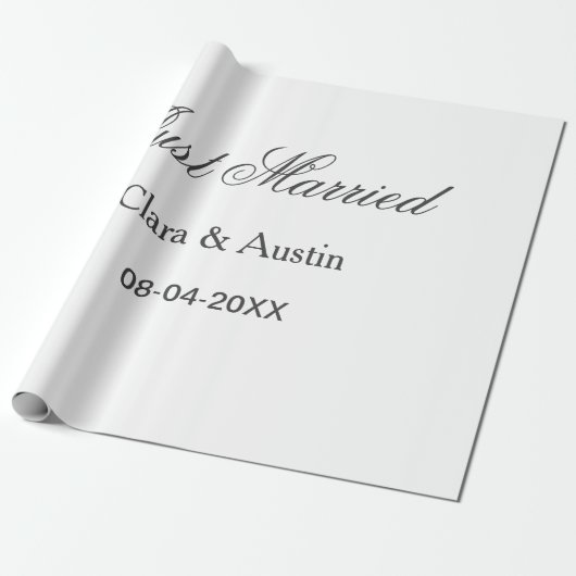 Just Married add couple name date year wedding sim Cadeaupapier (Uitgerold)