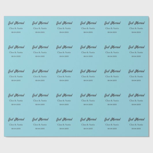 Just Married add couple name date year wedding sim Cadeaupapier (Vlak)