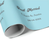 Just Married add couple name date year wedding sim Cadeaupapier (Rol Hoek)