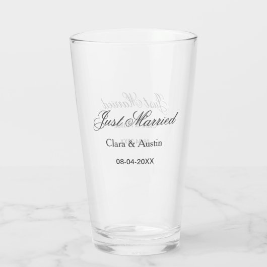 Just Married add couple name date year wedding sim Glas (Achterkant)