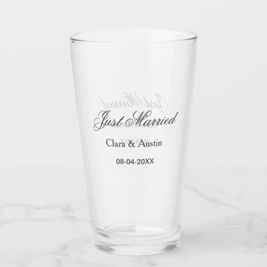 Just Married add couple name date year wedding sim Glas (Voorkant)