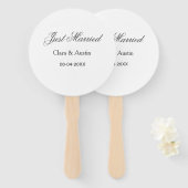 Just Married add couple name date year wedding sim Handwaaier (Voorkant en achterkant)