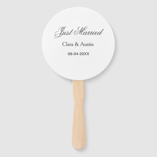 Just Married add couple name date year wedding sim Handwaaier (Voorkant)