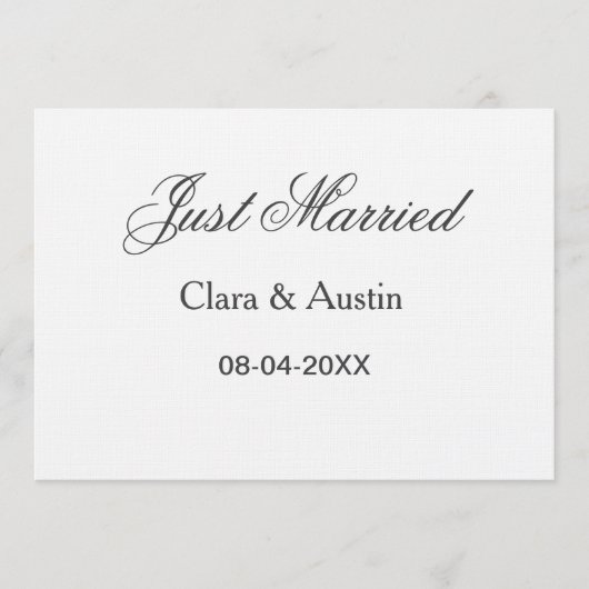 Just Married add couple name date year wedding sim Kaart (Voorkant)