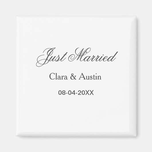 Just Married add couple name date year wedding sim Magneet (Voorkant)