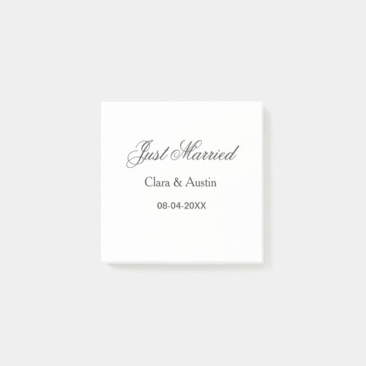 Just Married add couple name date year wedding sim Post-it® Notes (Voorkant)