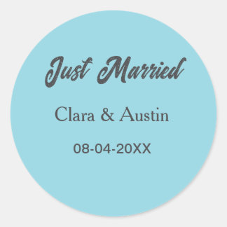 Just Married add couple name date year wedding sim Ronde Sticker
