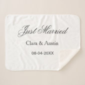Just Married add couple name date year wedding sim Sherpa Deken (Voorkant (horizontaal))