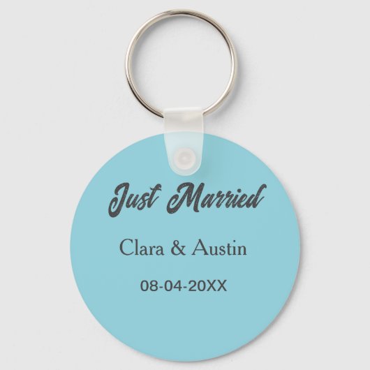 Just Married add couple name date year wedding sim Sleutelhanger (Voorkant)