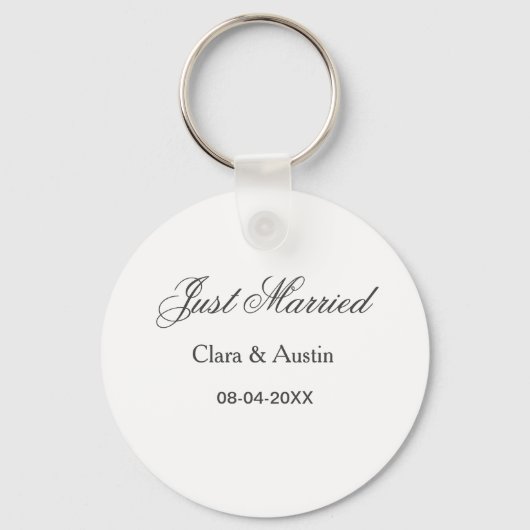 Just Married add couple name date year wedding sim Sleutelhanger (Achterkant)