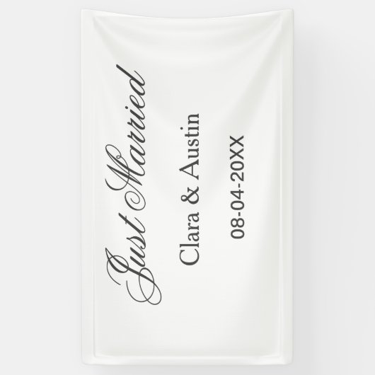 Just Married add couple name date year wedding sim Spandoek (Verticaal)