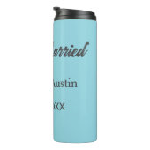 Just Married add couple name date year wedding sim Thermosbeker (Geroteerd rechts)