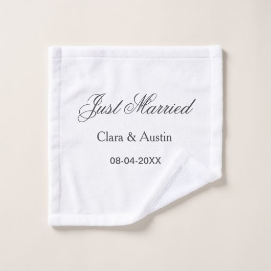Just Married add couple name date year wedding sim Washandje (Wasdoekje)