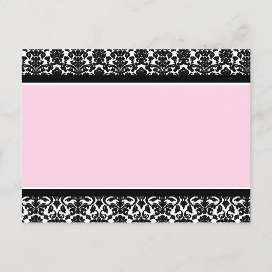 Just Married Announcement Briefkaarten Pink Damask (Achterkant)