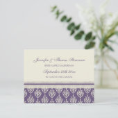 Just Married Announcement Briefkaarten Plum Cream (Staand voorkant)