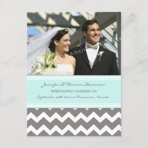 Just Married Announcement Foto Briefkaarten Grijs