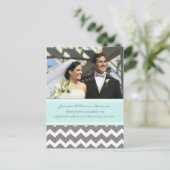 Just Married Announcement Foto Briefkaarten Grijs (Staand voorkant)