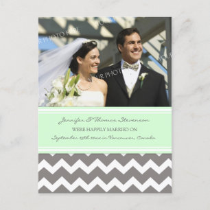 Just Married Announcement Foto Briefkaarten Grijs