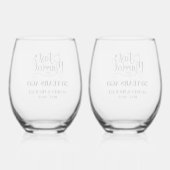Just Married Any Year Anniversary Personalized Wijnglas Zonder Voet (Achterkant)