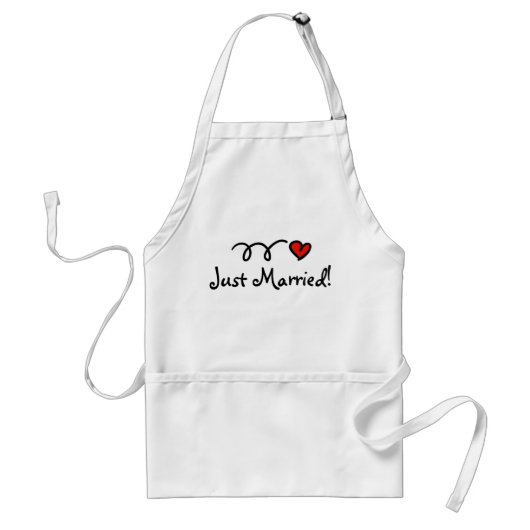 Just married apron with cute heart standaard schort (Voorkant)