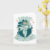 Just Married - Astronauten Grappige bruidegom en b Kaart (Gele Bloem)