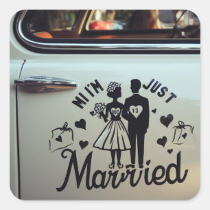 "Just Married" auto sticker stickers voor het paar