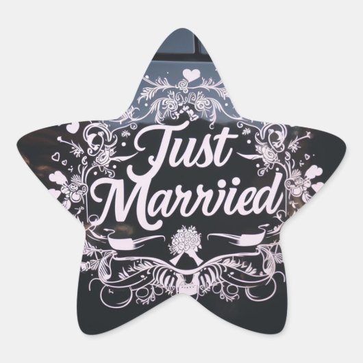 "Just Married" auto sticker stickers voor het paar (Voorkant)