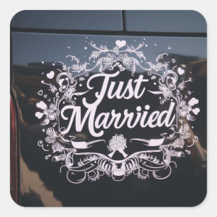 "Just Married" auto sticker stickers voor het paar