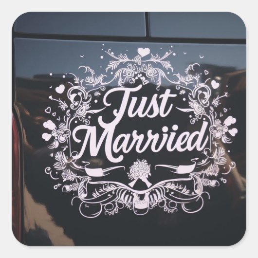 "Just Married" auto sticker stickers voor het paar (Voorkant)