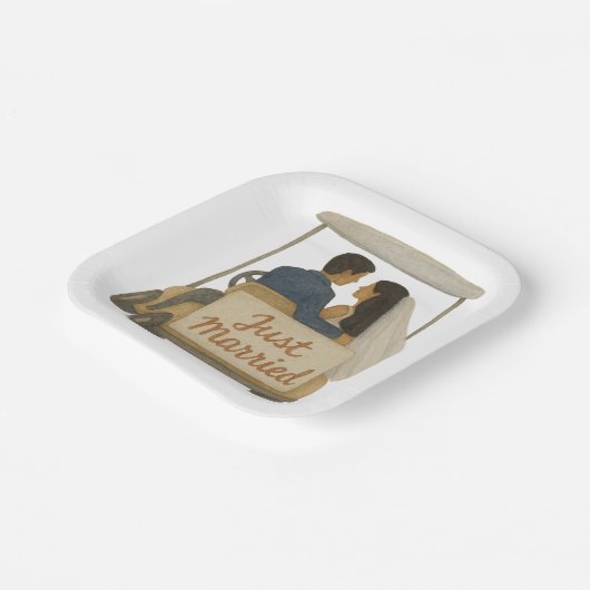 'Just Married' Bride and Groom in a Golf Cart  Papieren Bordje (Gebogen)