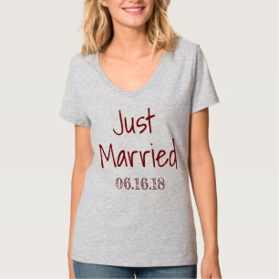 Just Married Bride Football Jersey grijs en rood T-shirt