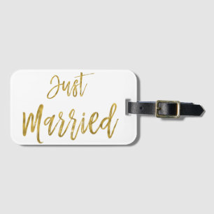 Just Married Bride Gold Folie Bagagetas Label Bagagelabel