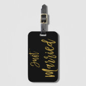 Just Married Bride Gold Folie Bagagetas Label Bagagelabel (Voorkant (verticaal))