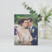 Just Married | briefkaart voor huwelijksaankondigi (Staand voorkant)