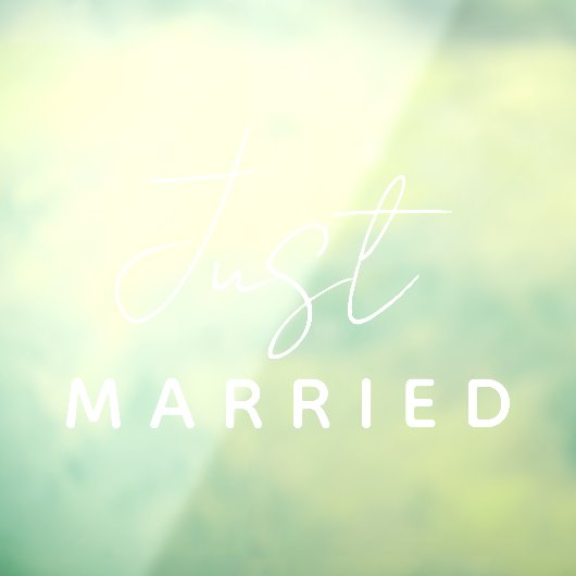 Just Married | Bruiloft Classic Elegant Wit Raamsticker (Vel 3)