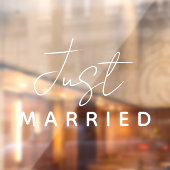 Just Married | Bruiloft Classic Elegant Wit Raamsticker (Vel 2)