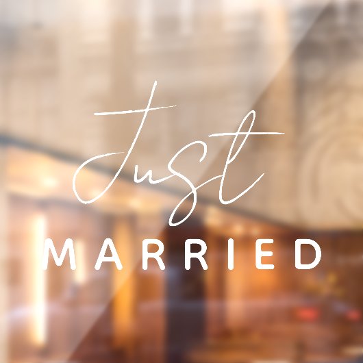 Just Married | Bruiloft Classic Elegant Wit Raamsticker (Vel 2)