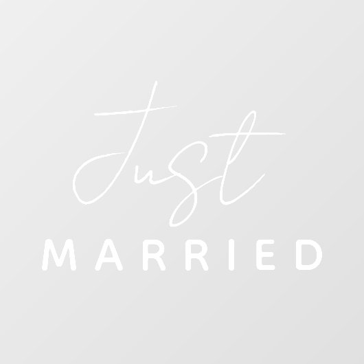 Just Married | Bruiloft Classic Elegant Wit Raamsticker (Vel)