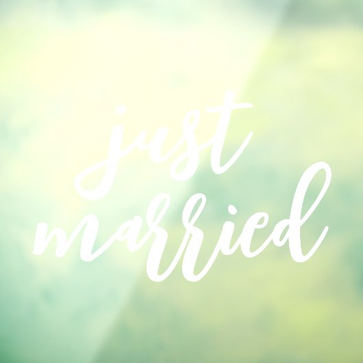 Just Married | Bruiloft Elegant Wit Raamsticker (Vel 3)