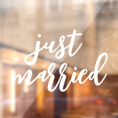 Just Married | Bruiloft Elegant Wit Raamsticker (Vel 2)
