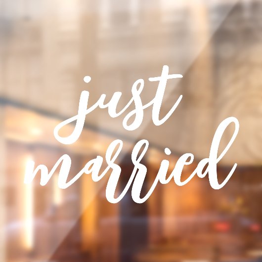 Just Married | Bruiloft Elegant Wit Raamsticker (Vel 2)