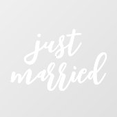 Just Married | Bruiloft Elegant Wit Raamsticker (Vel)