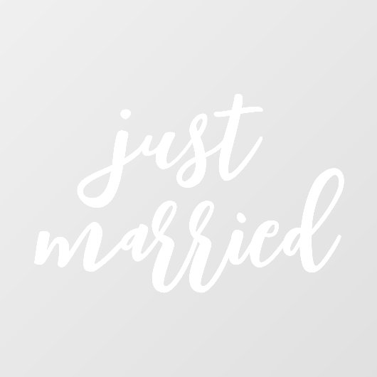 Just Married | Bruiloft Elegant Wit Raamsticker (Vel)