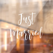 Just Married | Bruiloft Elegant Wit Raamsticker (Vel 2)